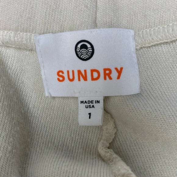 Anthropologie Sweatpants Womens Small Cream Sundry Faux Sherpa Ankle Zipper - Picture 9 of 11